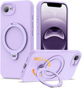 Case for iPhone 17E with 360°Spin Stand,6.1" Light Purple Magnetic 360°Spin Stand,Compatible with Mag-Safe,Soft Silicone 17E Case